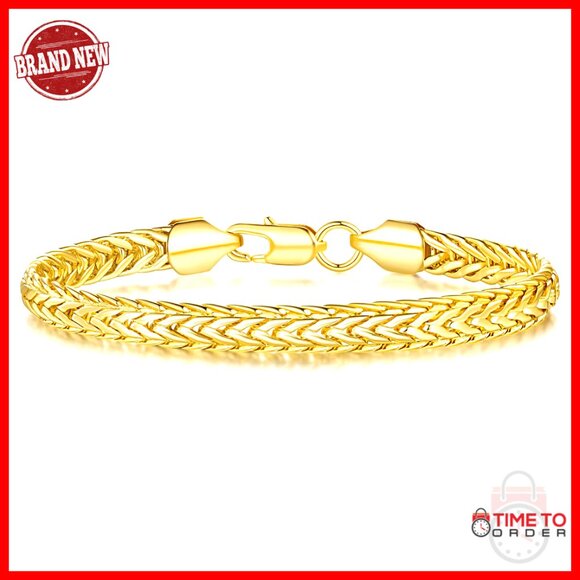 14K Gold Foxtail Chain Bracelet Elegant Dainty Minimal Layering Trendy